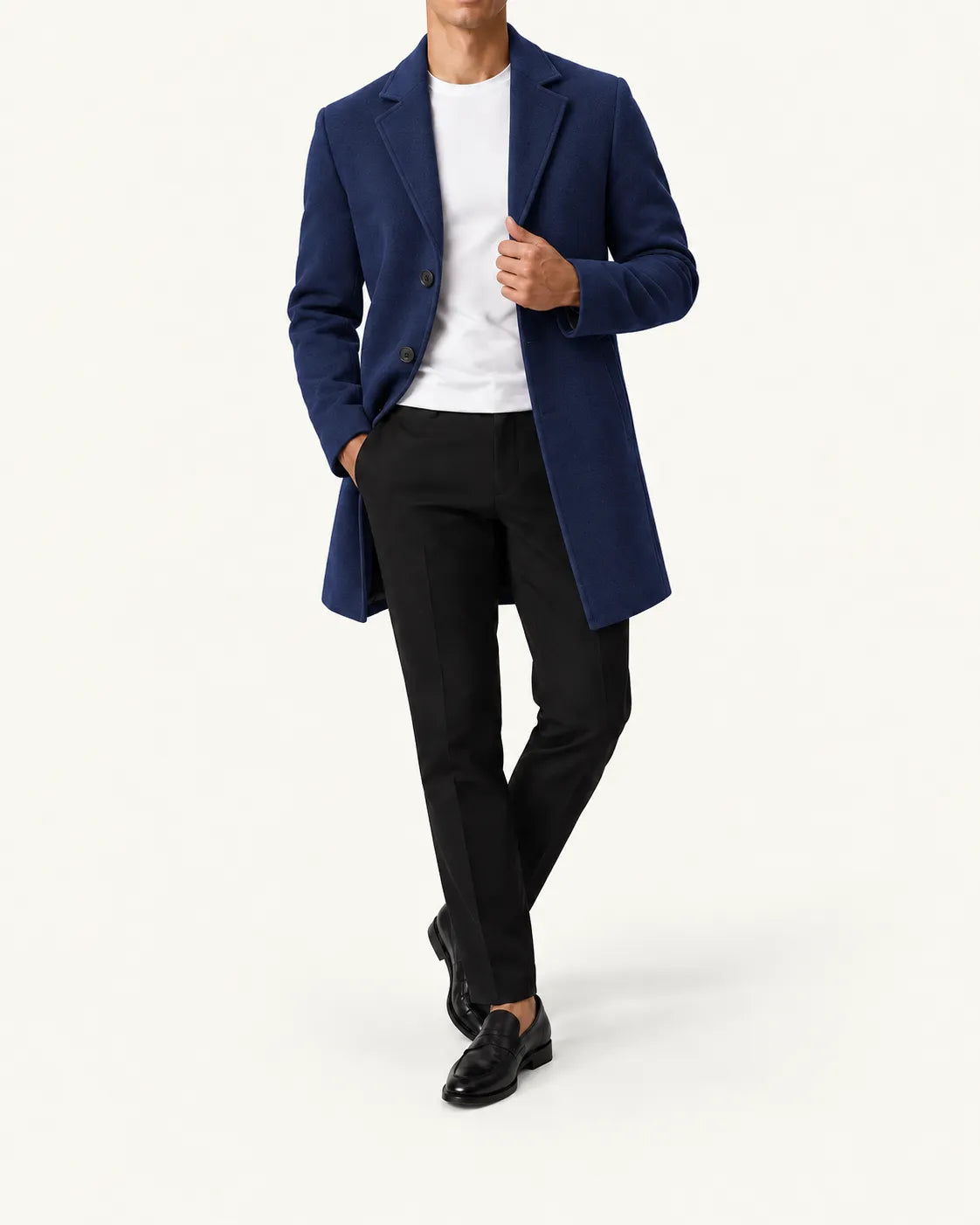 Azul marino | Abrigo largo de corte slim – vista delantera