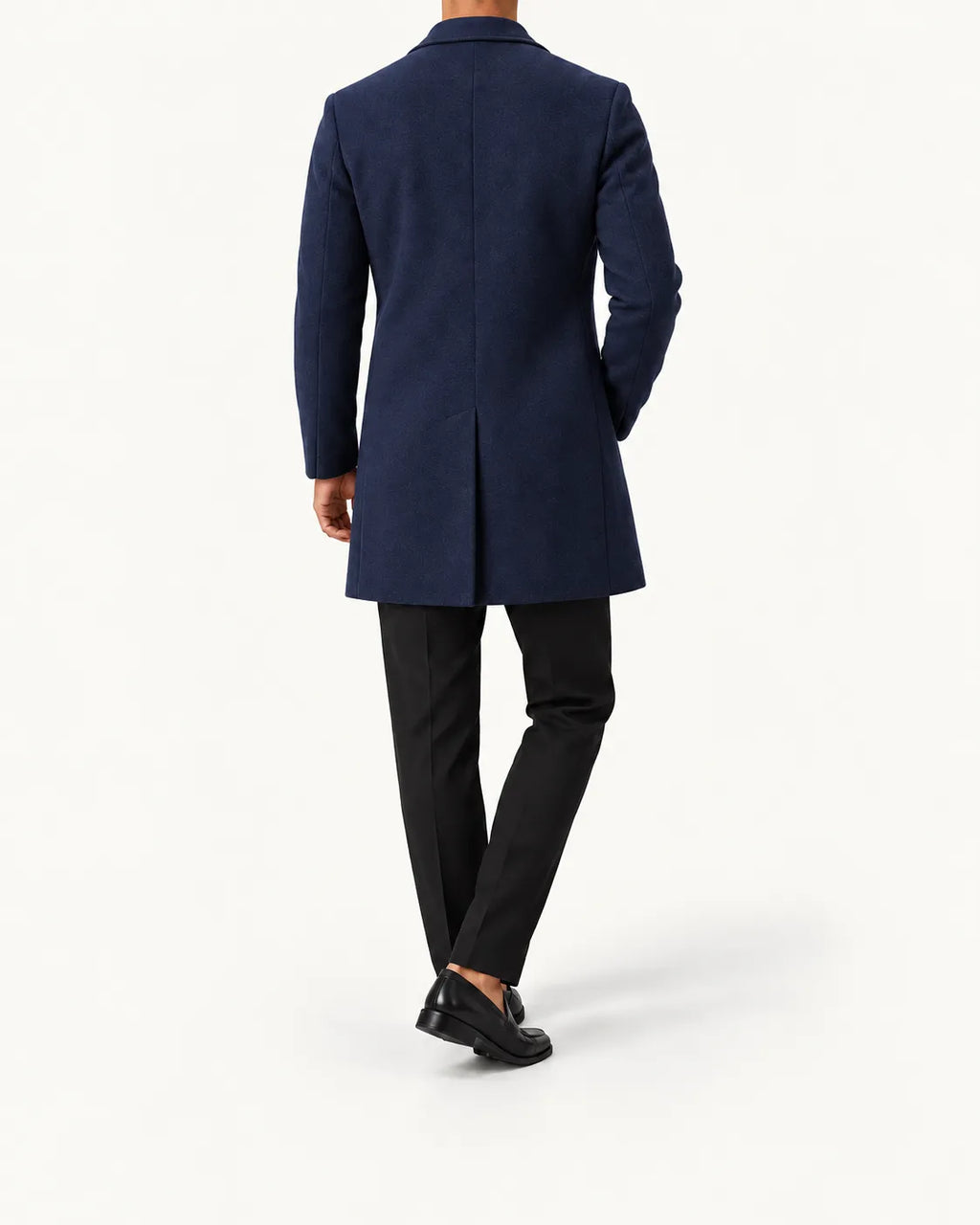 Azul marino | Abrigo largo de corte slim – vista trasera