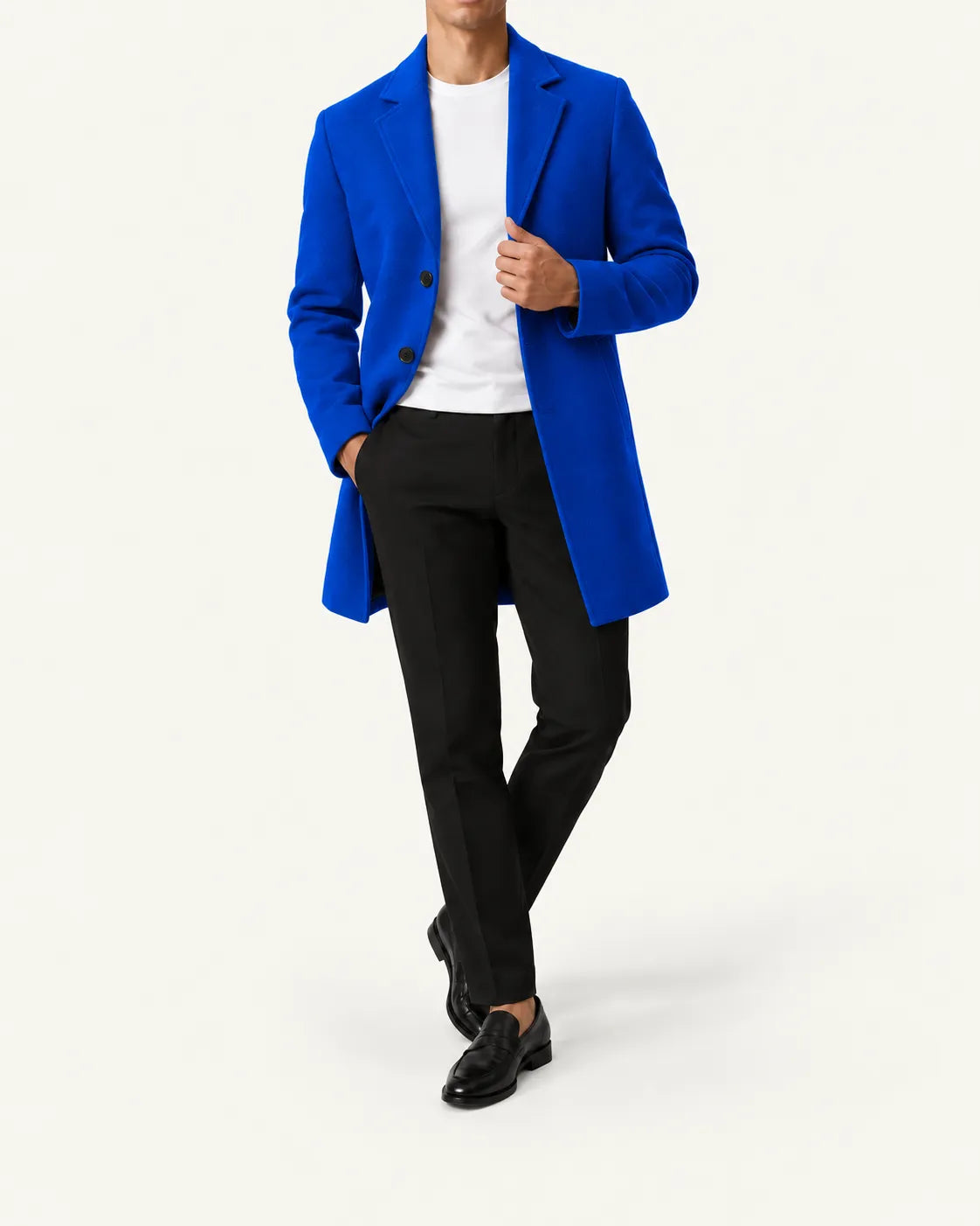Azul real | Abrigo largo de corte slim – vista delantera