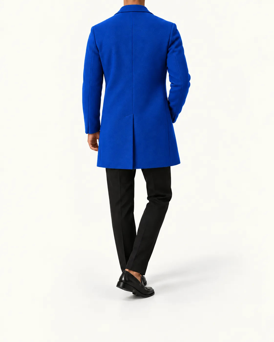Azul real | Abrigo largo de corte slim – vista trasera