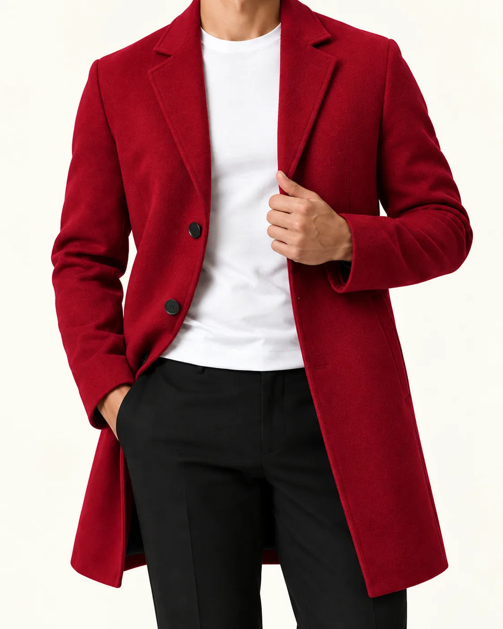 Burdeos | Abrigo largo de corte slim – detalle