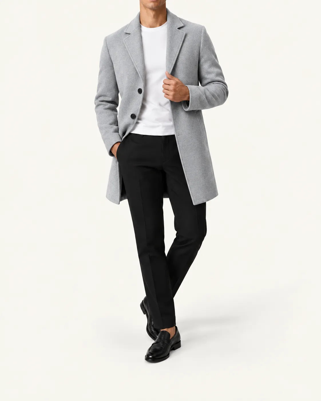 Gris claro | Abrigo largo de corte slim – vista delantera