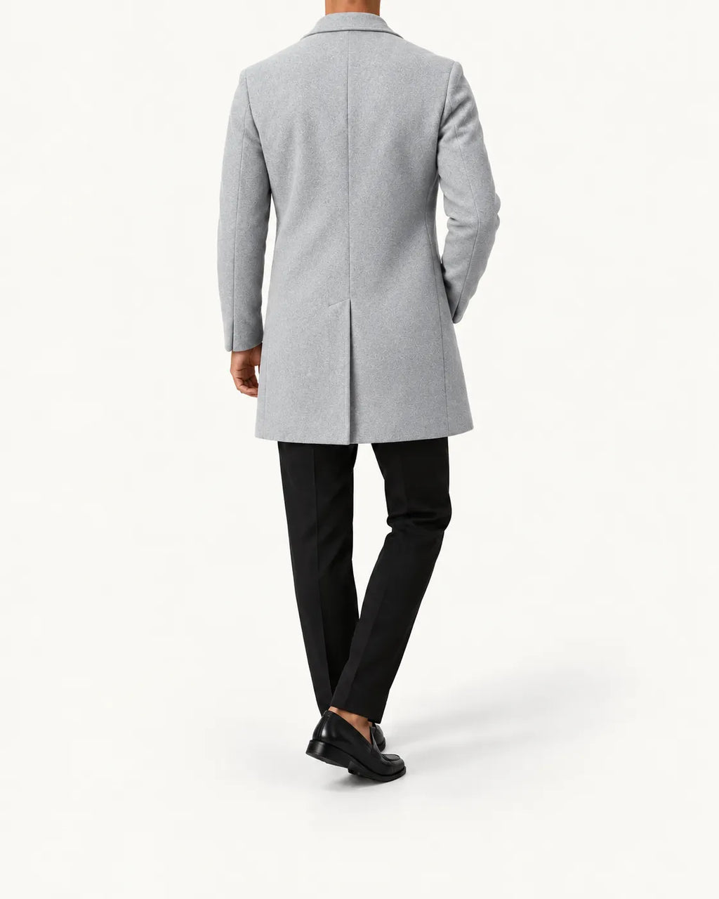 Gris claro | Abrigo largo de corte slim – vista trasera