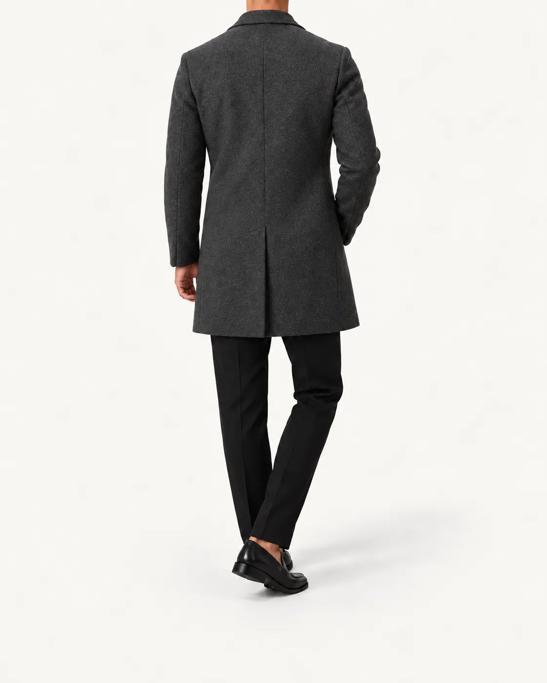 Gris oscuro | Abrigo largo de corte slim – vista trasera