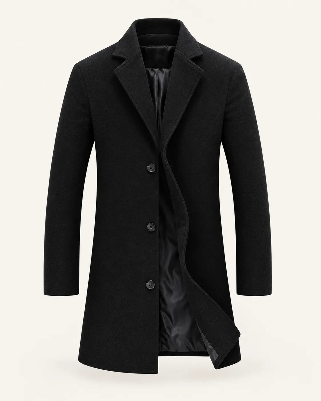 Negro | Abrigo largo de corte slim