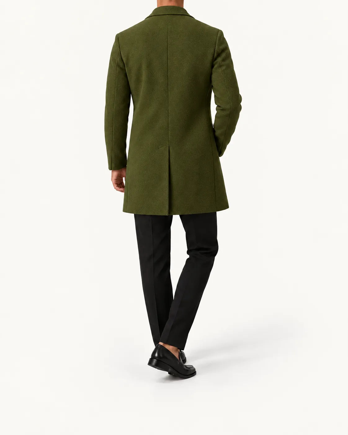 Verde oliva | Abrigo largo de corte slim – vista trasera