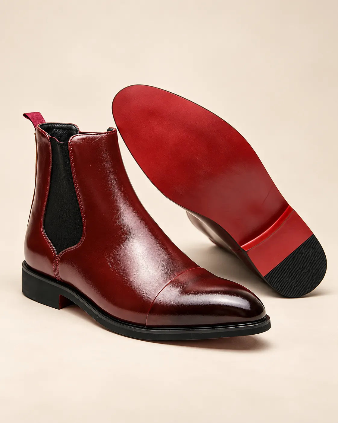 Burdeos | Liso | Botines Chelsea – par