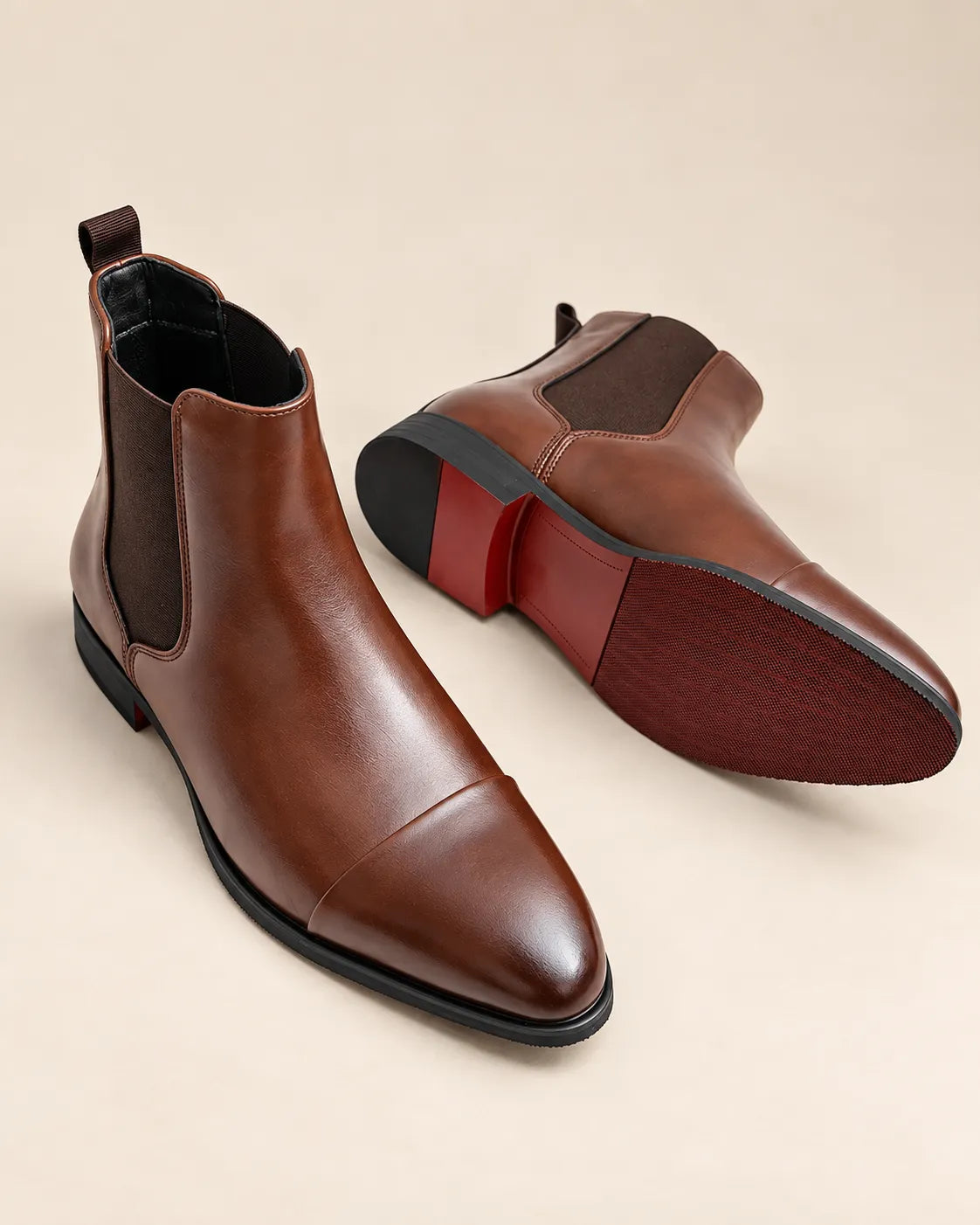 Marrón | Liso | Botines Chelsea – par