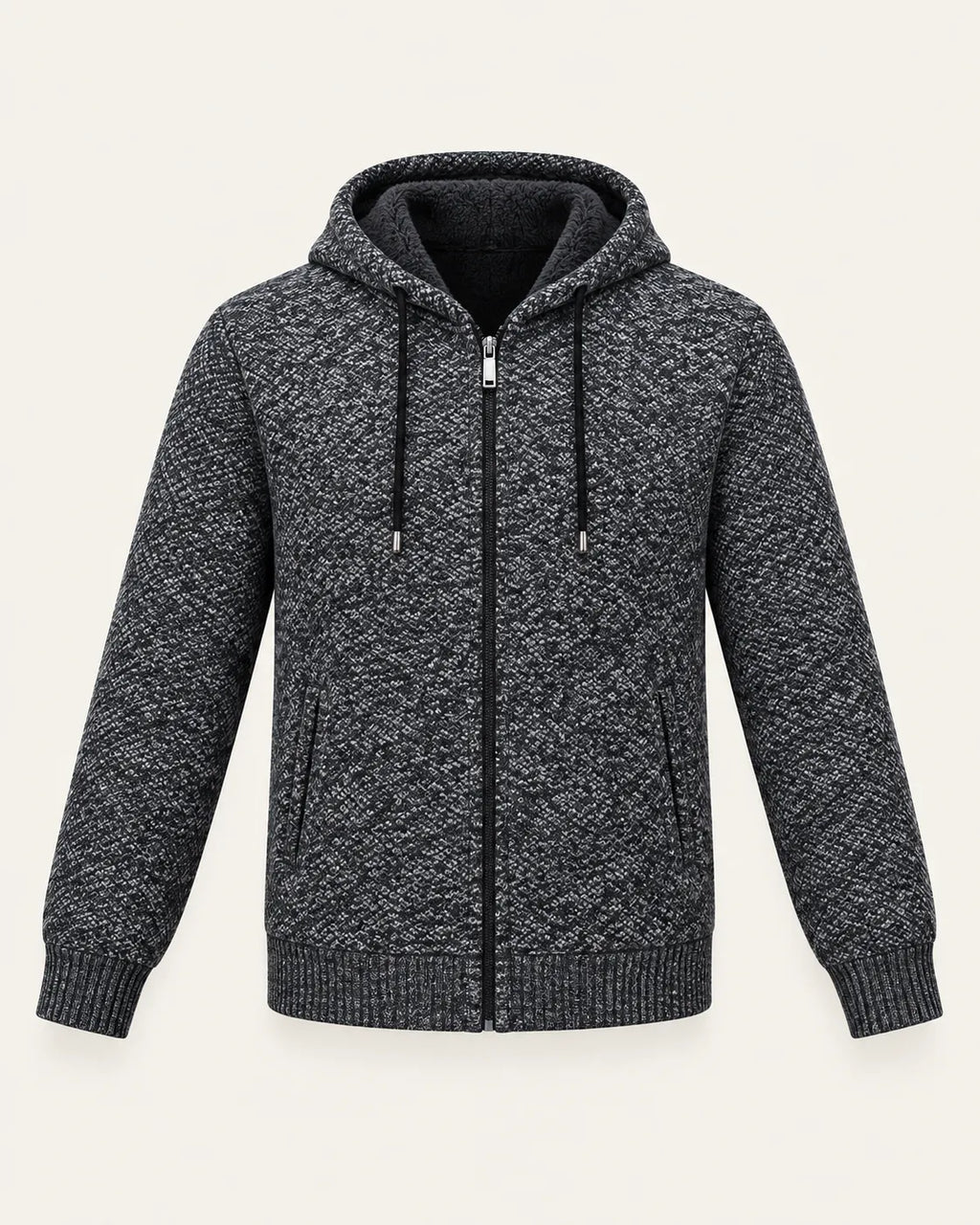 Gris oscuro | Con capucha | Cárdigan con cremallera y forro polar