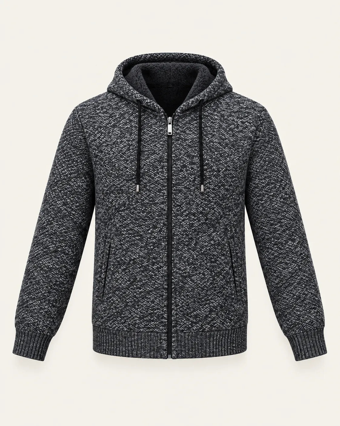 Gris oscuro | Con capucha | Cárdigan con cremallera y forro polar