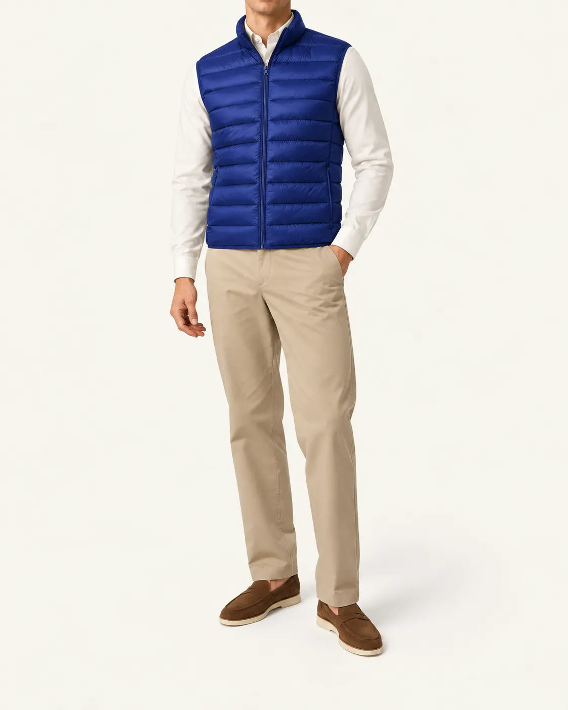 Azul real | Chaleco acolchado ligero – vista delantera