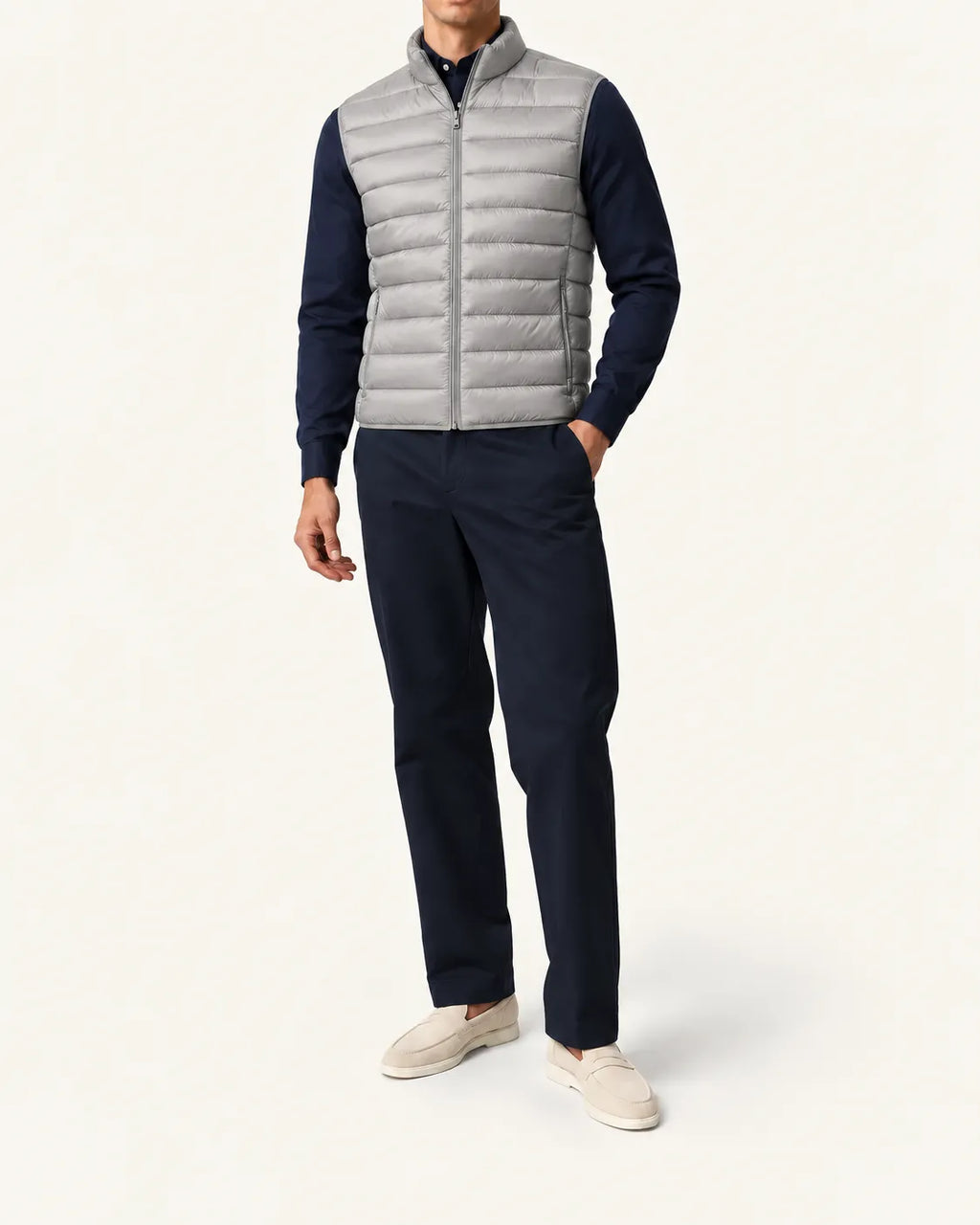 Gris | Chaleco acolchado ligero – vista delantera