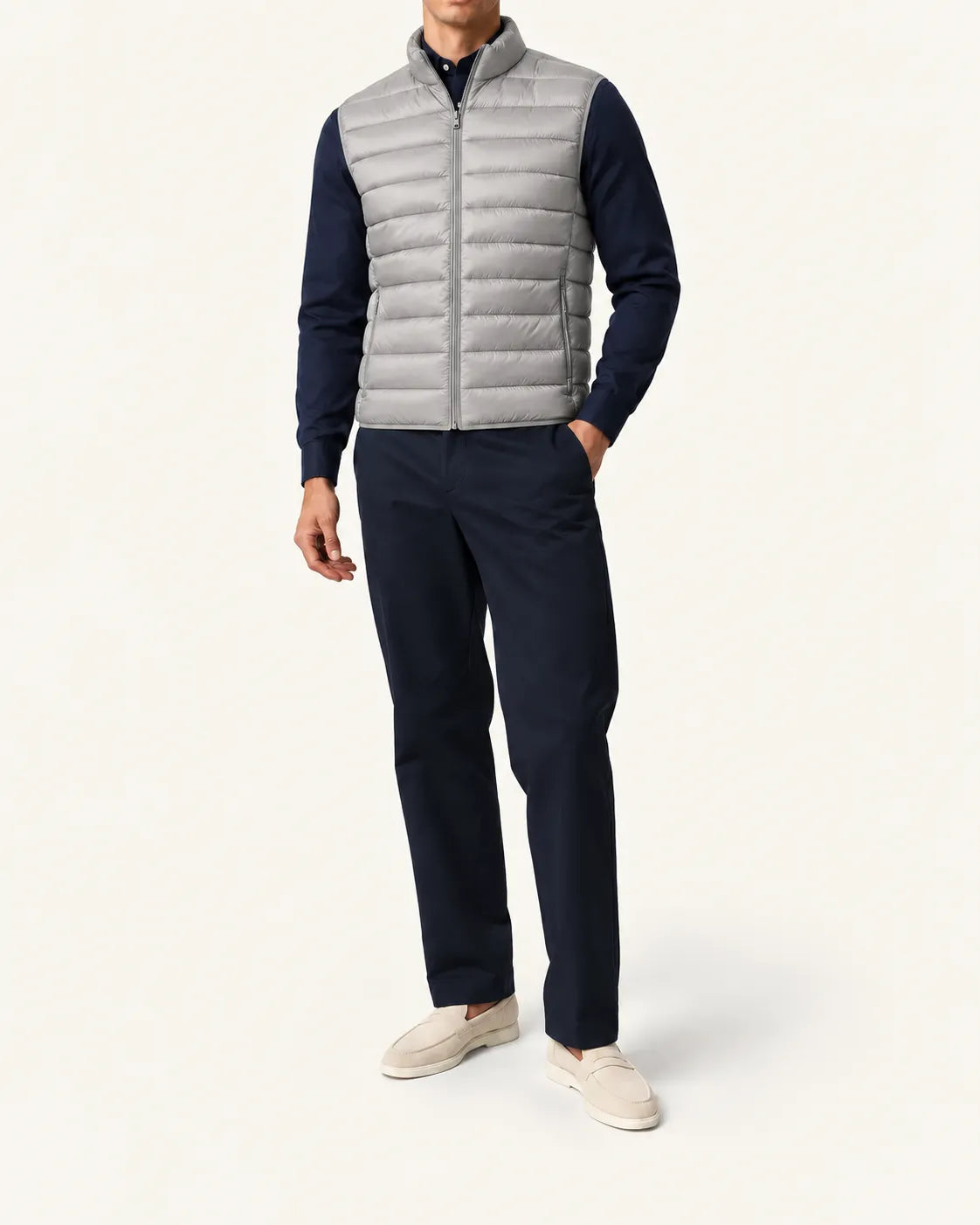 Gris | Chaleco acolchado ligero – vista delantera