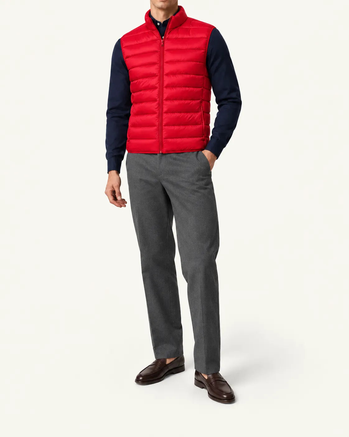 Rojo | Chaleco acolchado ligero – vista delantera