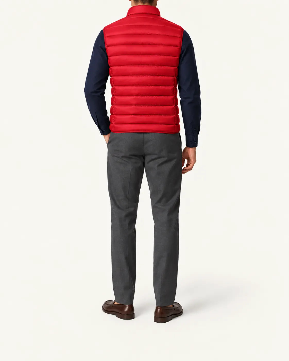 Rojo | Chaleco acolchado ligero – vista trasera