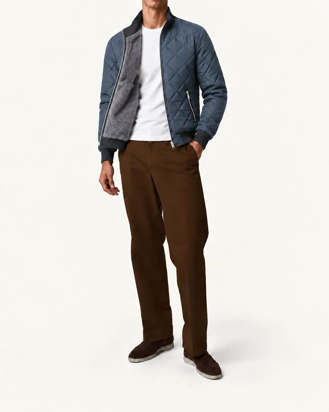 Gris azulado | Chaqueta bomber acolchada – abierta