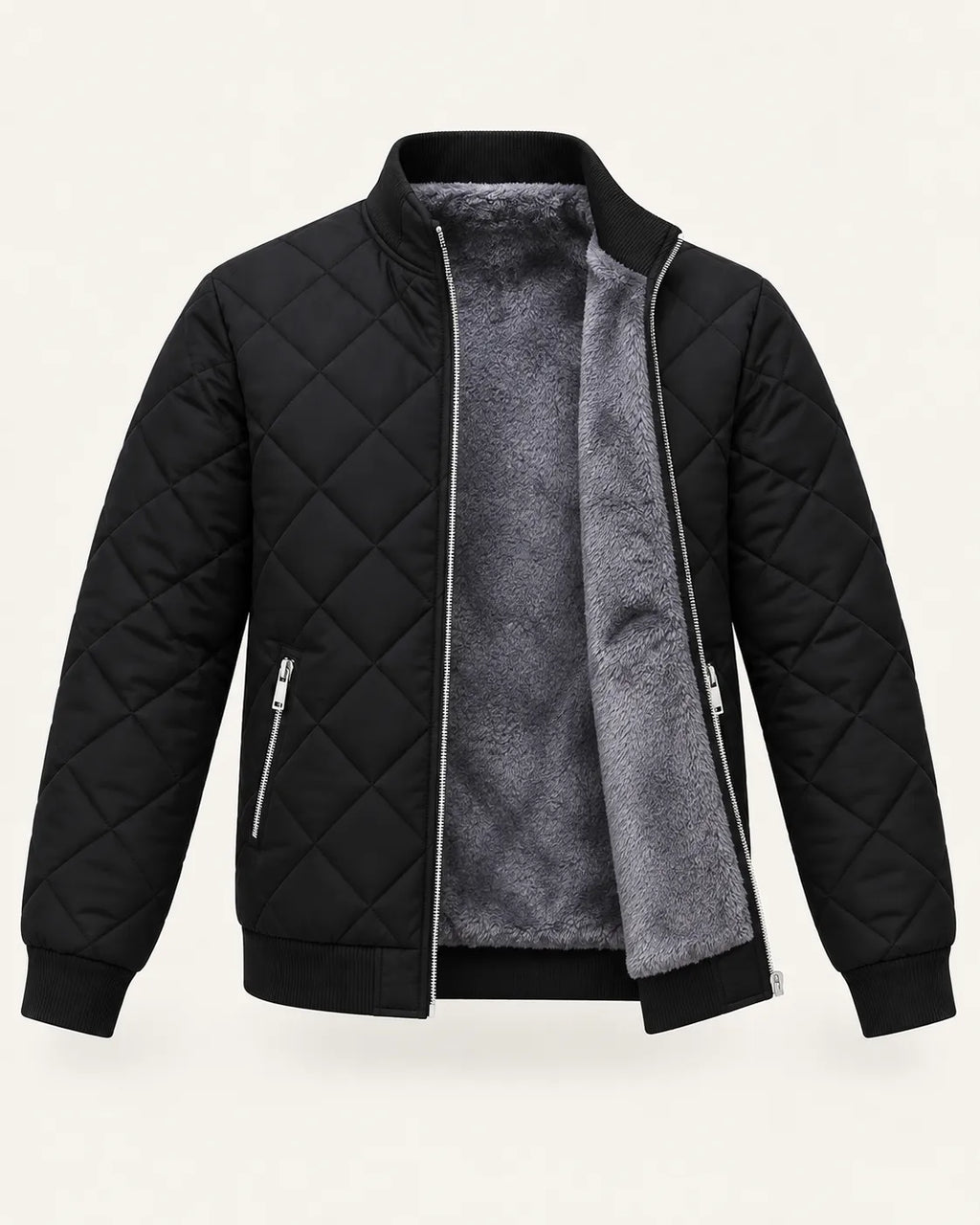 Negro | Chaqueta bomber acolchada – forro interior