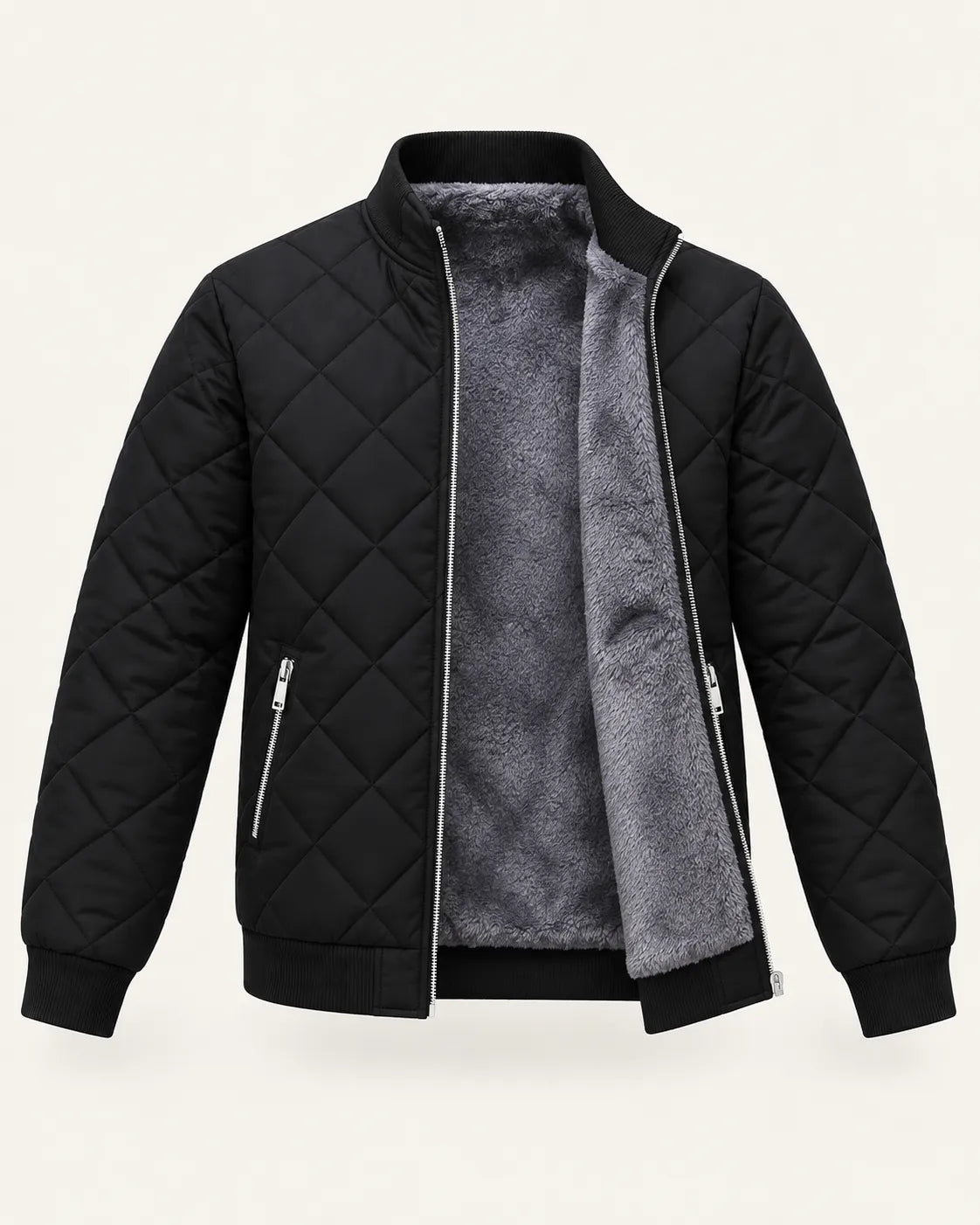Negro | Chaqueta bomber acolchada – forro interior
