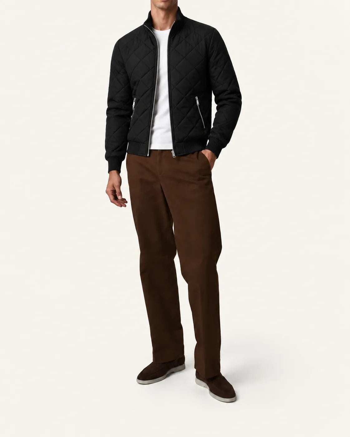 Negro | Chaqueta bomber acolchada – vista delantera