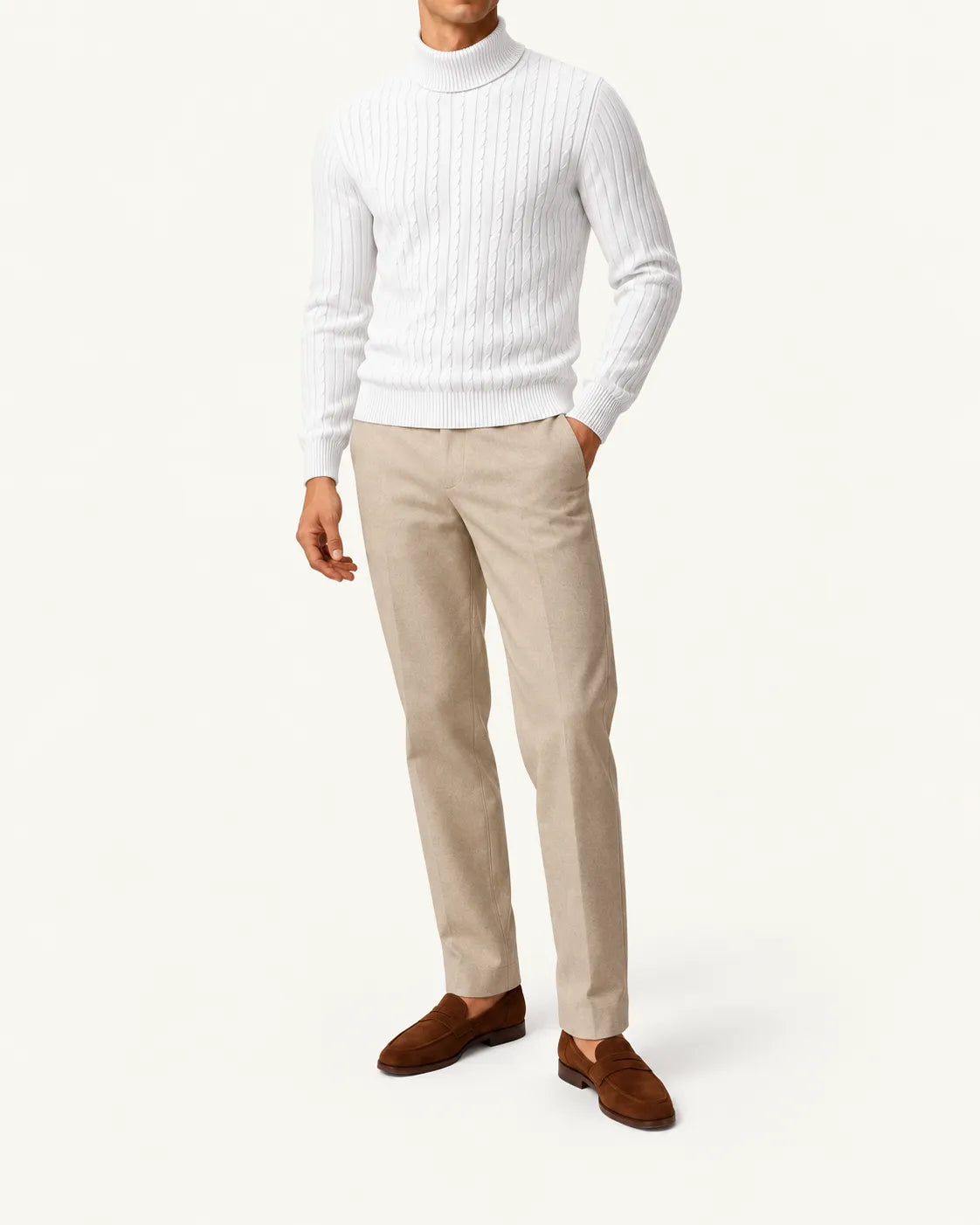 Blanco | Jersey de cuello alto clásico – vista delantera