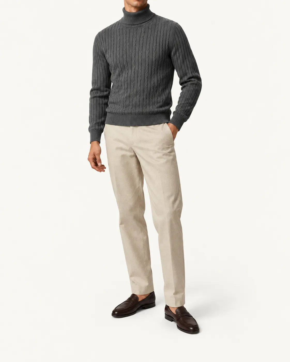 Gris oscuro | Jersey de cuello alto clásico – vista delantera