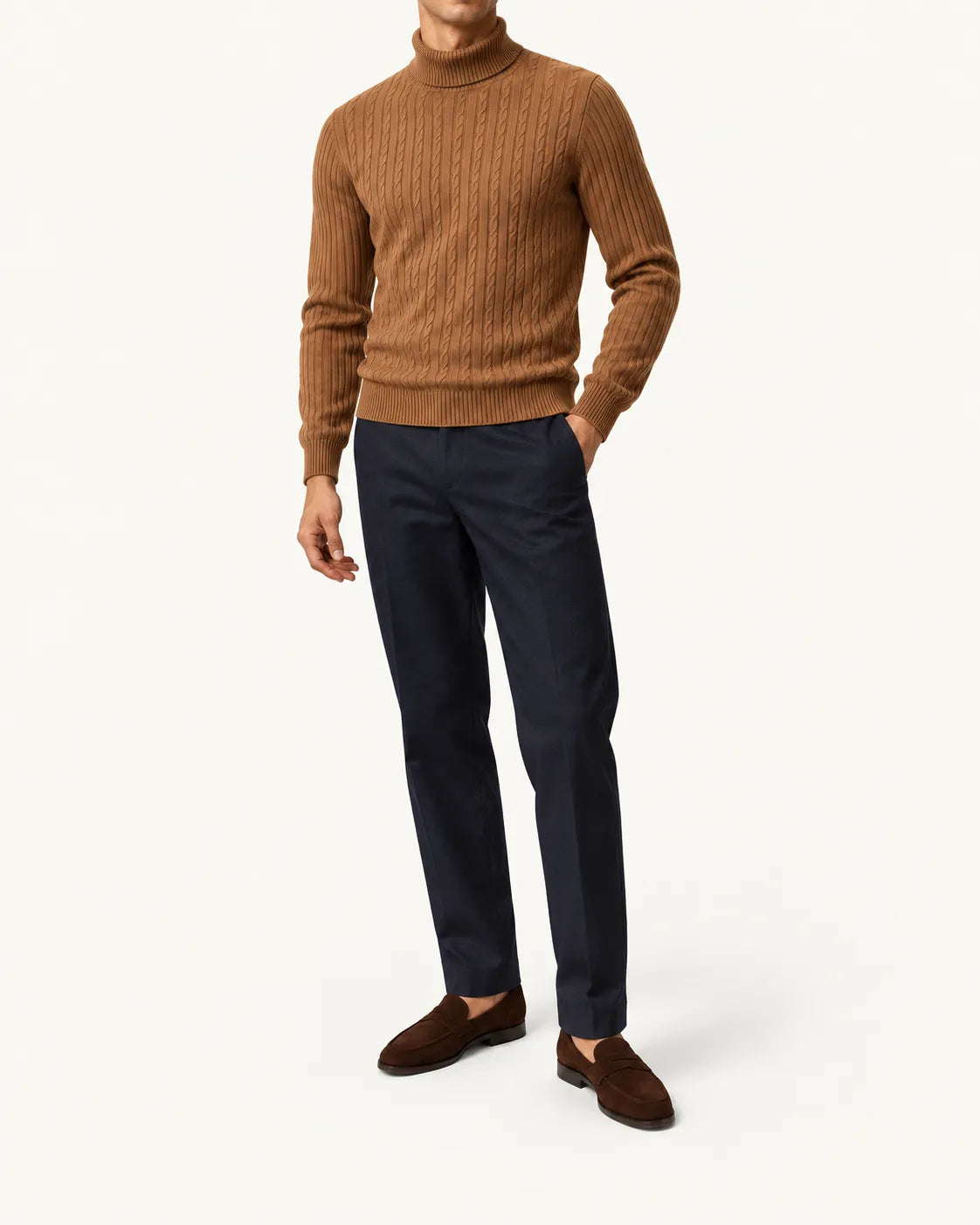 Marrón | Jersey de cuello alto clásico – vista delantera