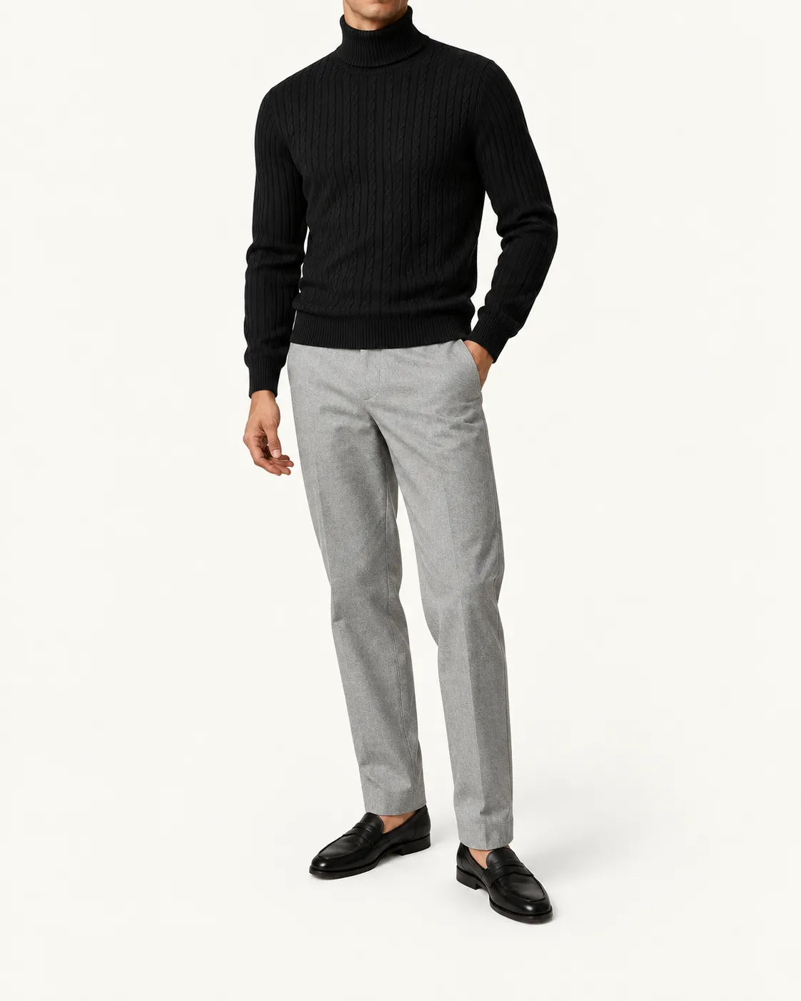 Negro | Jersey de cuello alto clásico – vista delantera