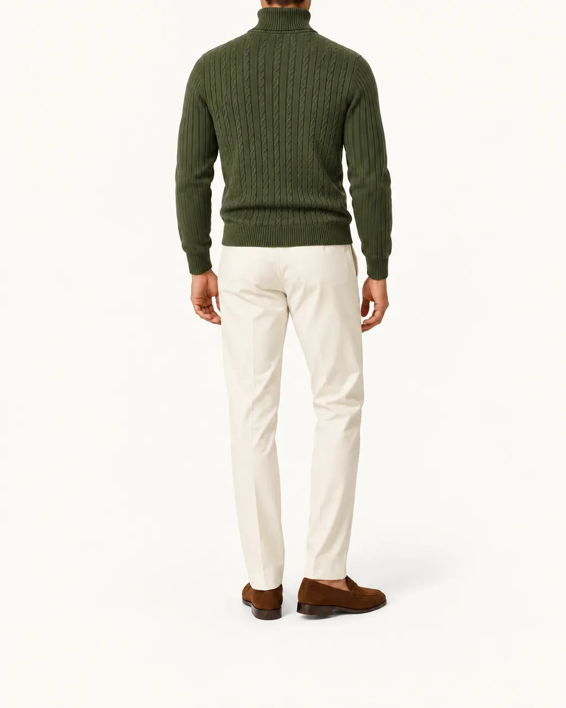Verde militar | Jersey de cuello alto clásico – vista trasera