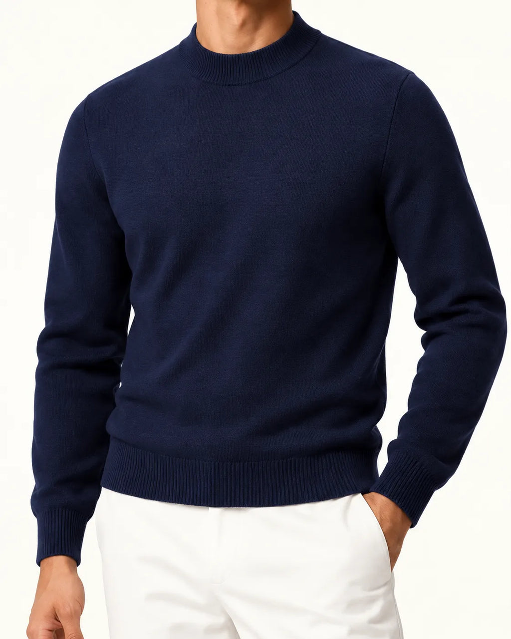 Azul marino | Jersey de cuello perkins – detalle