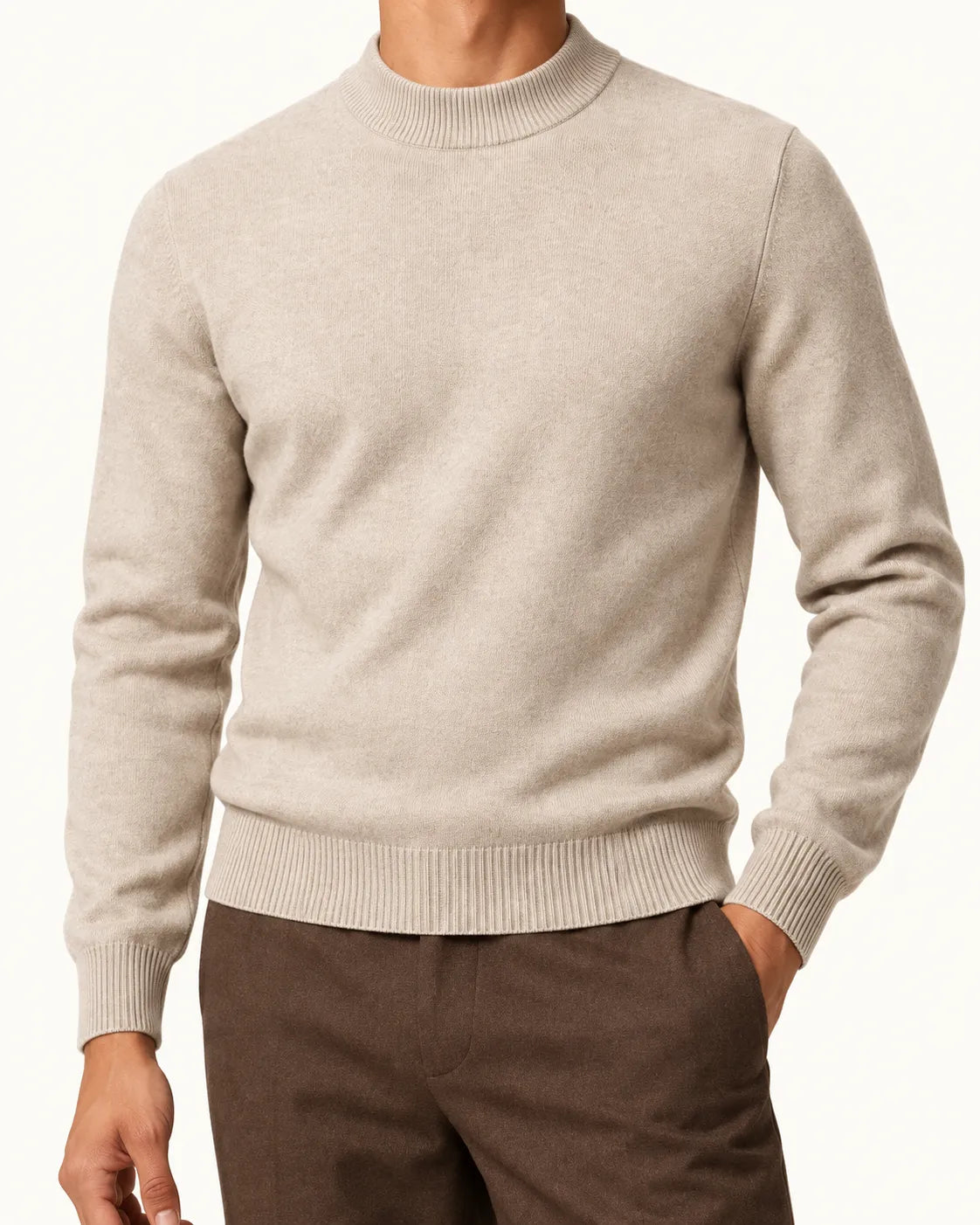 Beige | Jersey de cuello perkins – detalle