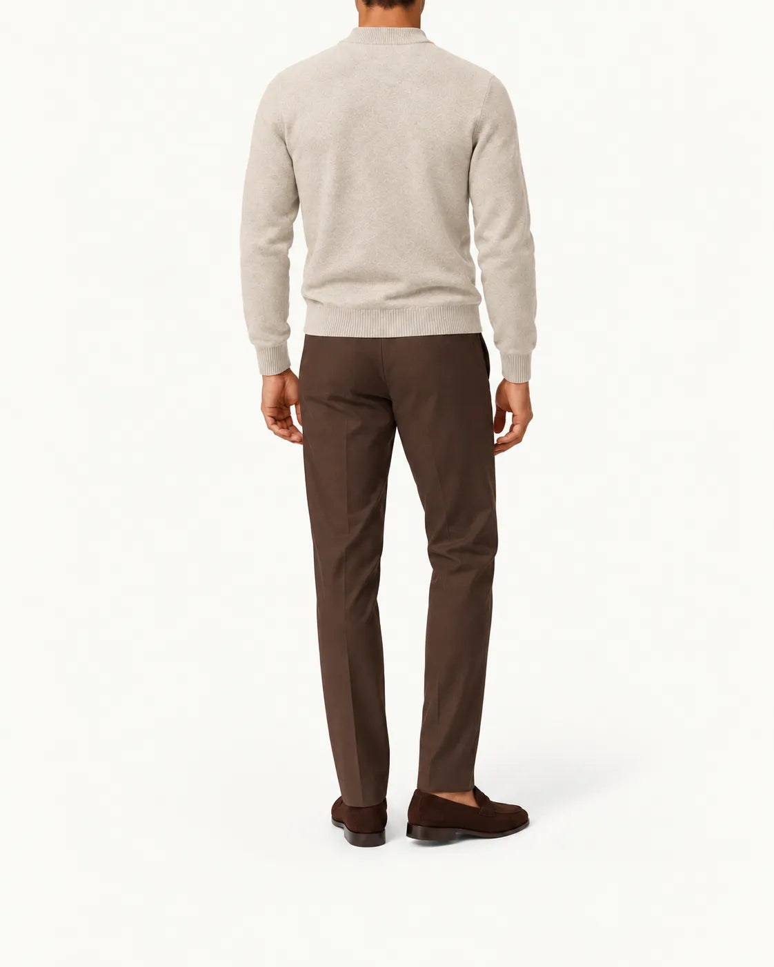 Beige | Jersey de cuello perkins – vista trasera