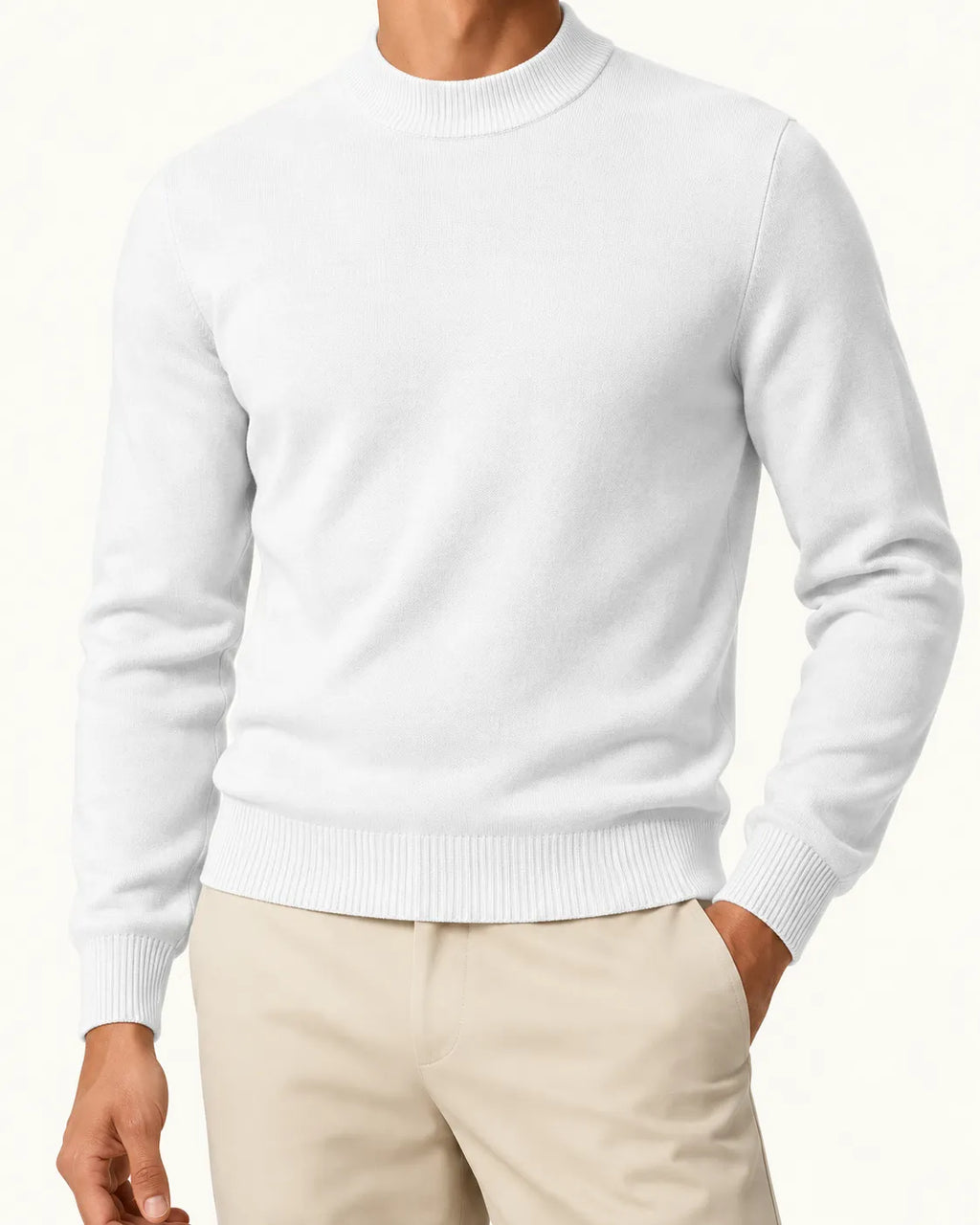 Blanco | Jersey de cuello perkins – detalle