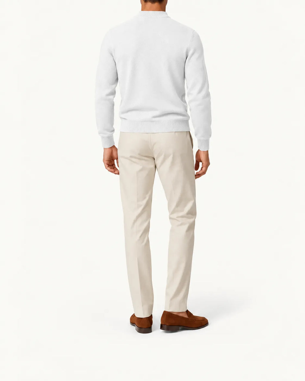 Blanco | Jersey de cuello perkins – vista trasera