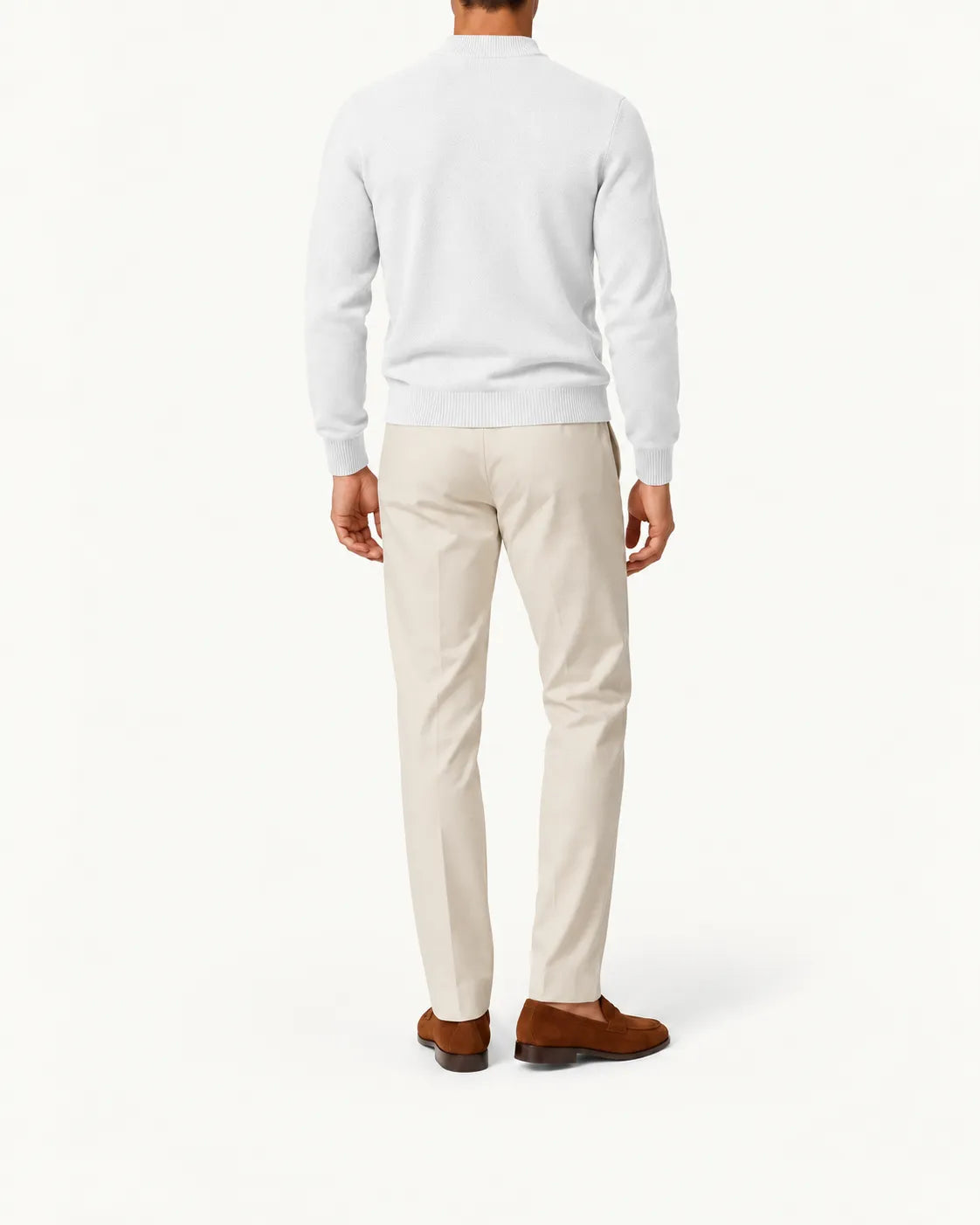 Blanco | Jersey de cuello perkins – vista trasera