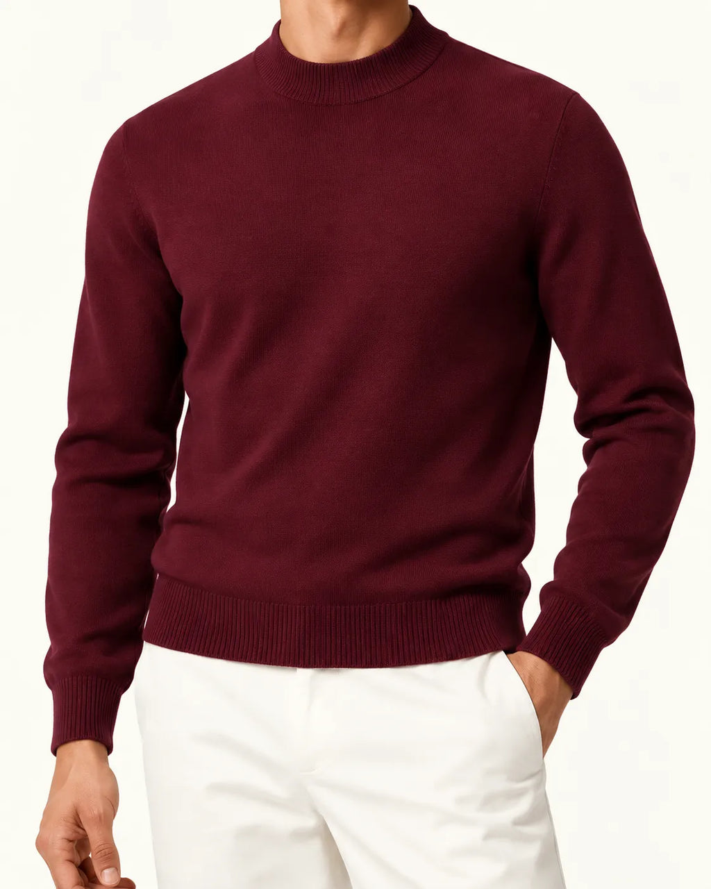Burdeos | Jersey de cuello perkins – detalle