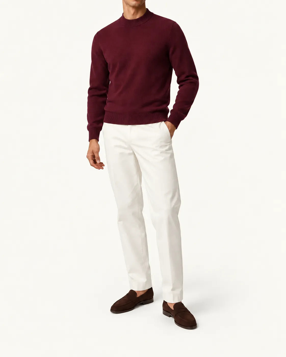 Burdeos | Jersey de cuello perkins – vista delantera