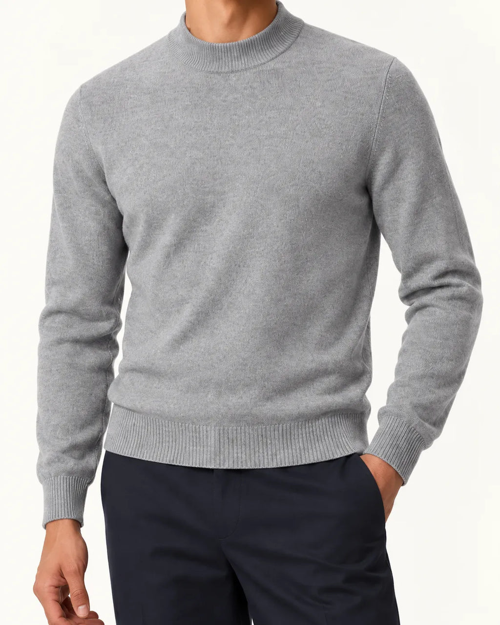 Gris claro | Jersey de cuello perkins – detalle