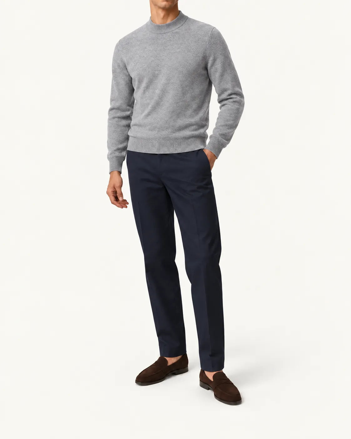 Gris claro | Jersey de cuello perkins – vista delantera