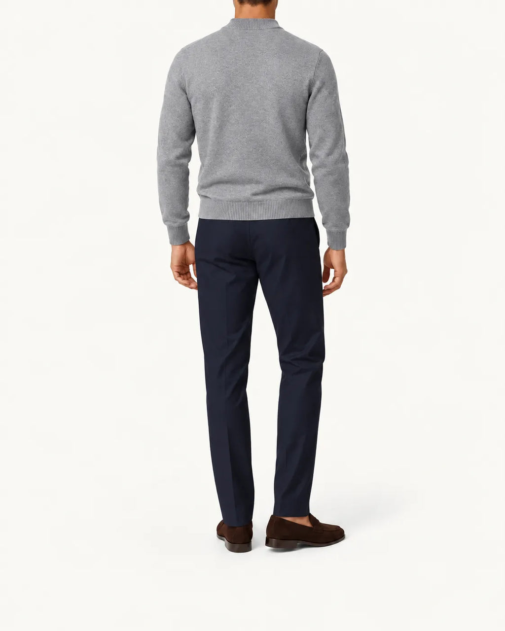 Gris claro | Jersey de cuello perkins – vista trasera