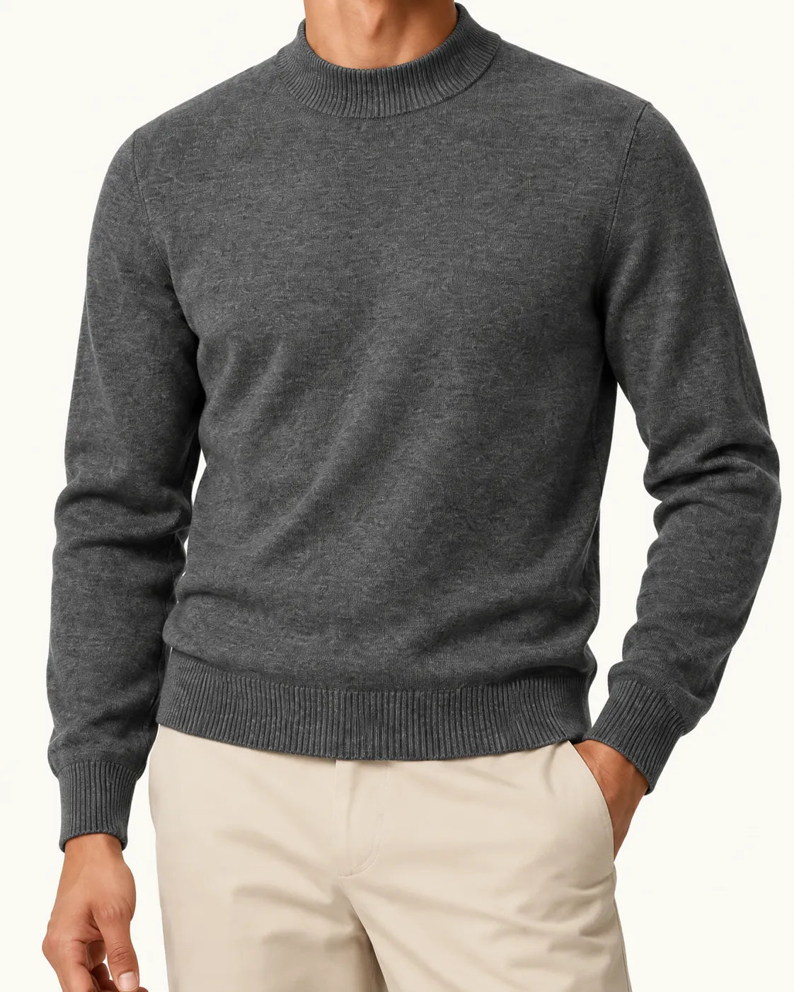 Gris oscuro | Jersey de cuello perkins – detalle