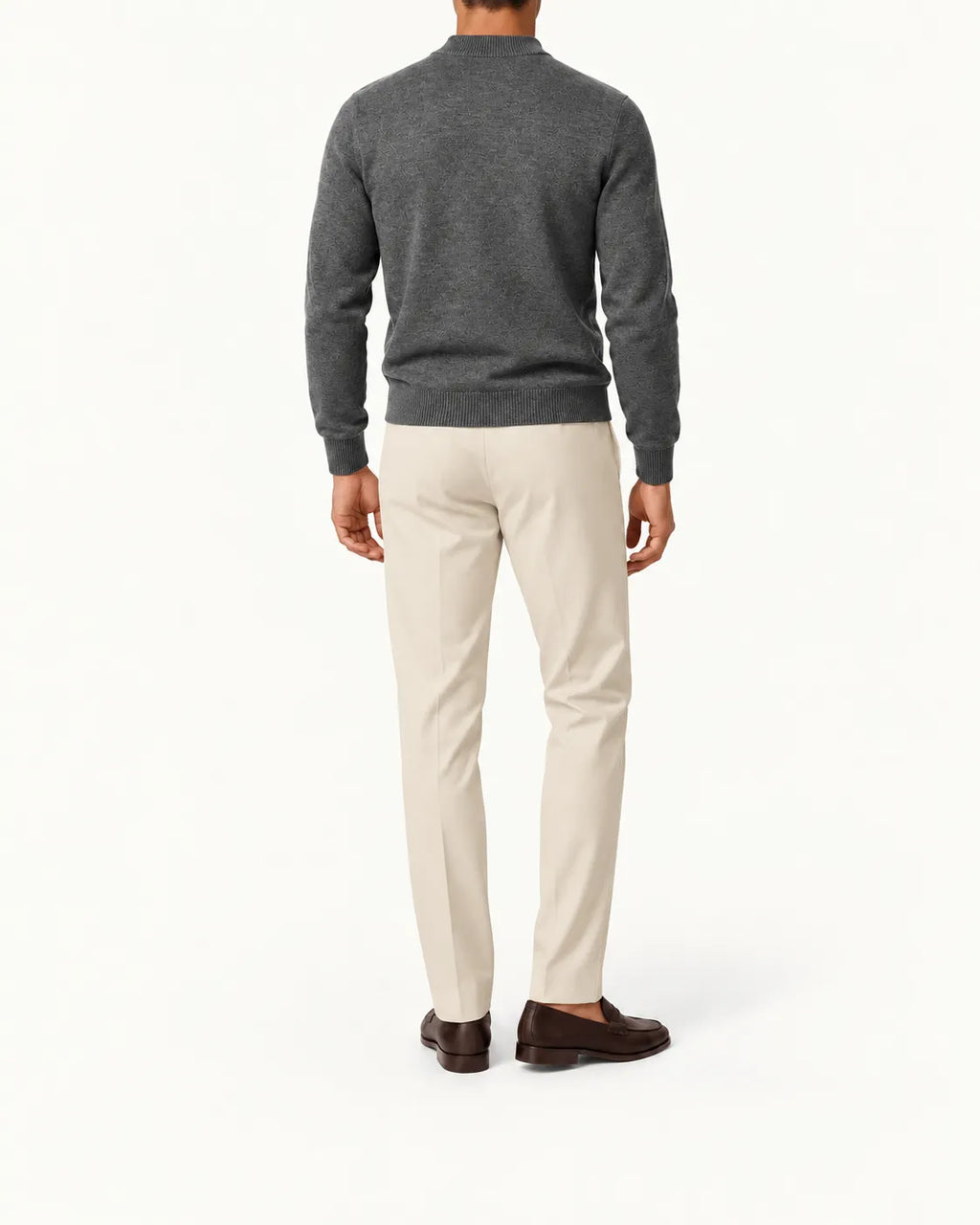 Gris oscuro | Jersey de cuello perkins – vista trasera