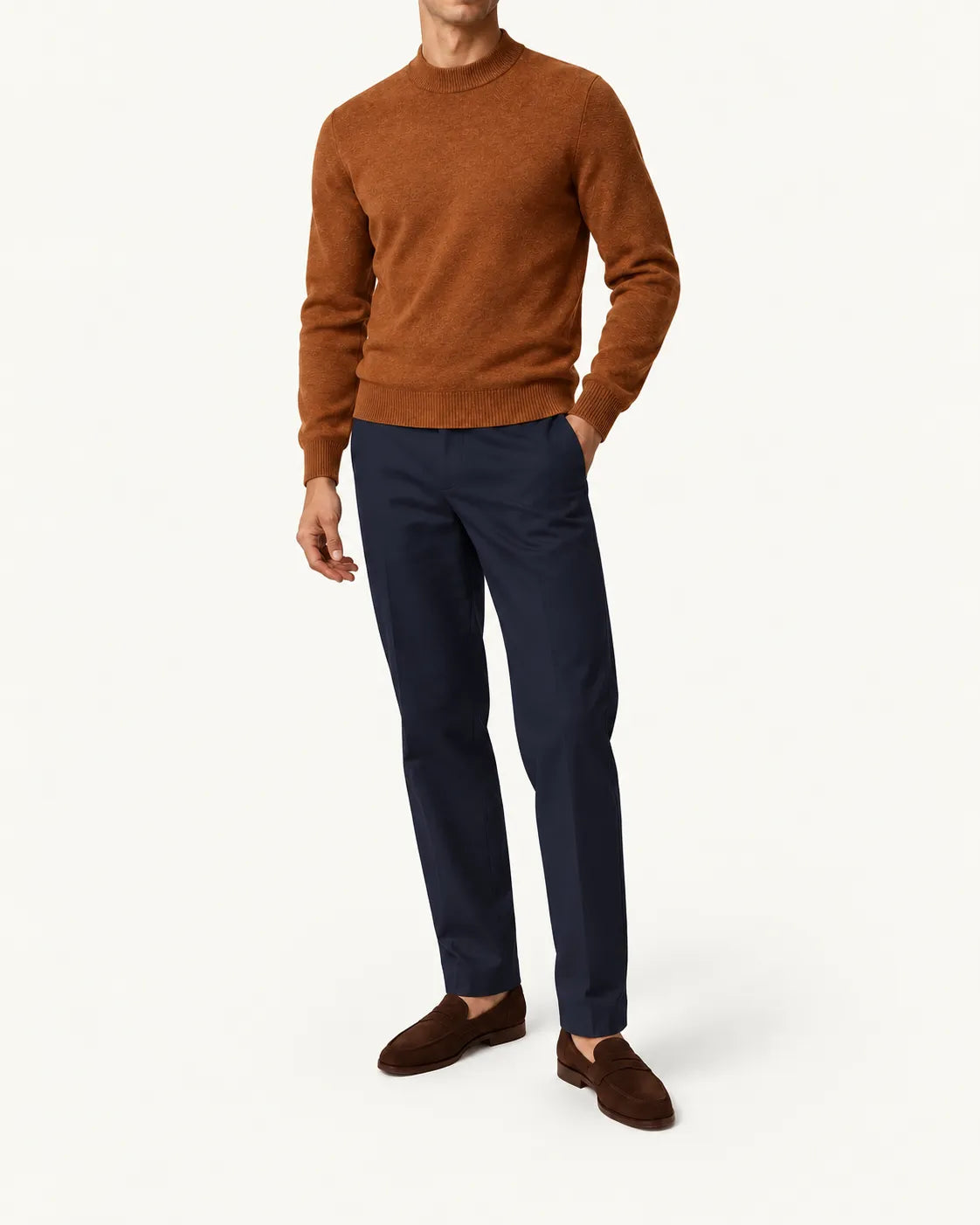 Marrón | Jersey de cuello perkins – vista delantera