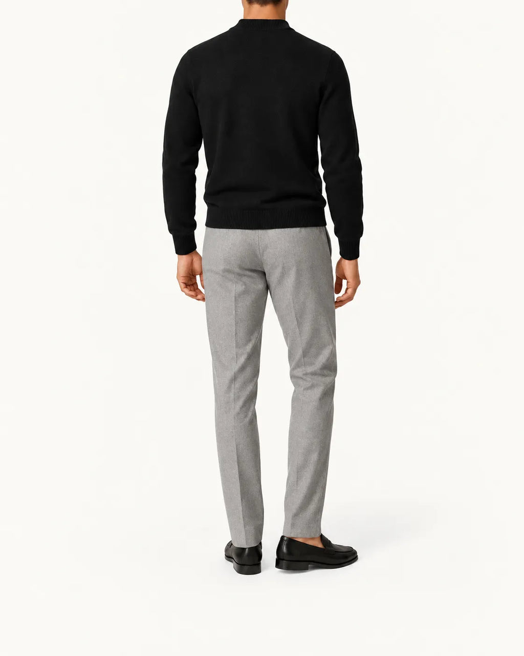 Negro | Jersey de cuello perkins – vista trasera