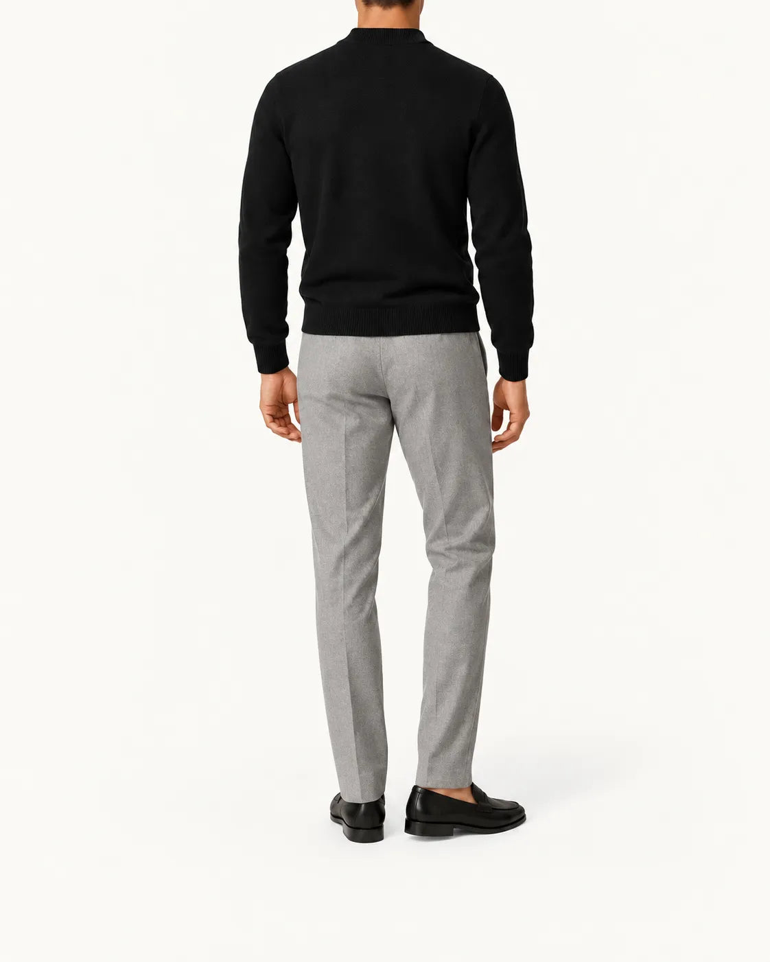 Negro | Jersey de cuello perkins – vista trasera