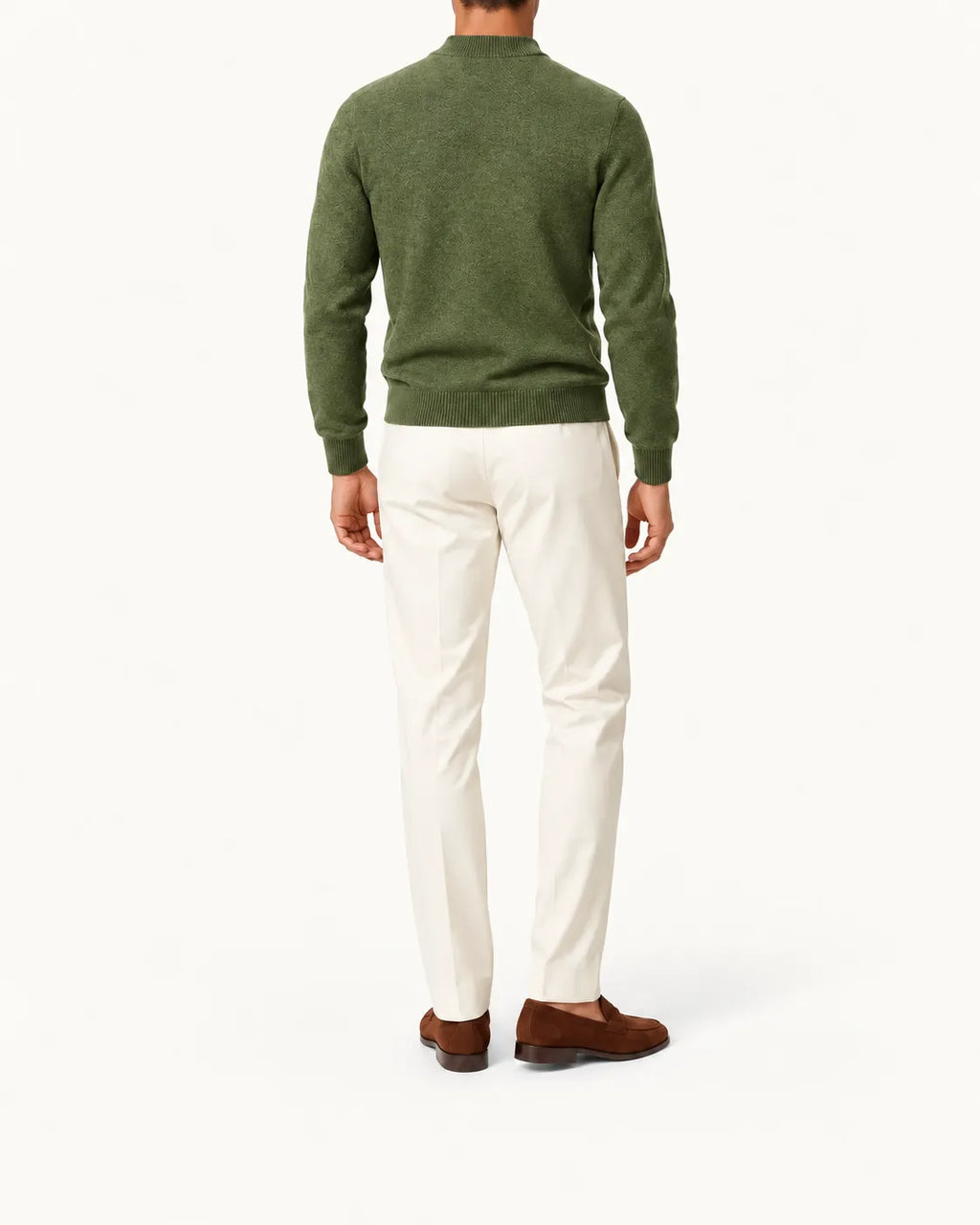 Verde militar | Jersey de cuello perkins – vista trasera
