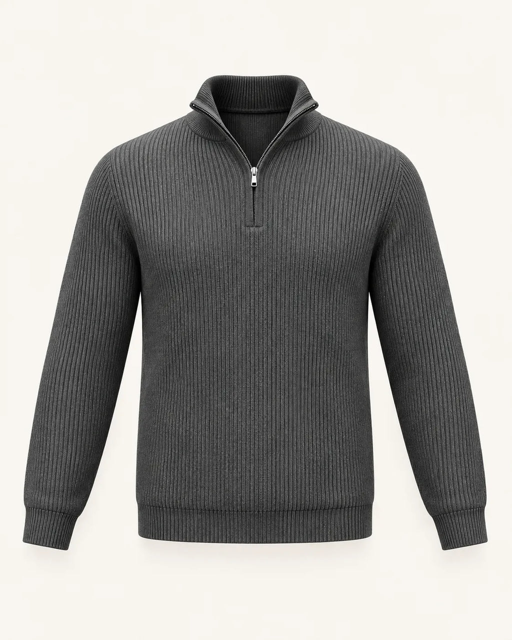 Gris oscuro | Jersey de media cremallera de punto texturizado
