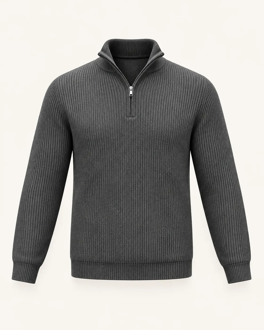 Gris oscuro | Jersey de media cremallera de punto texturizado