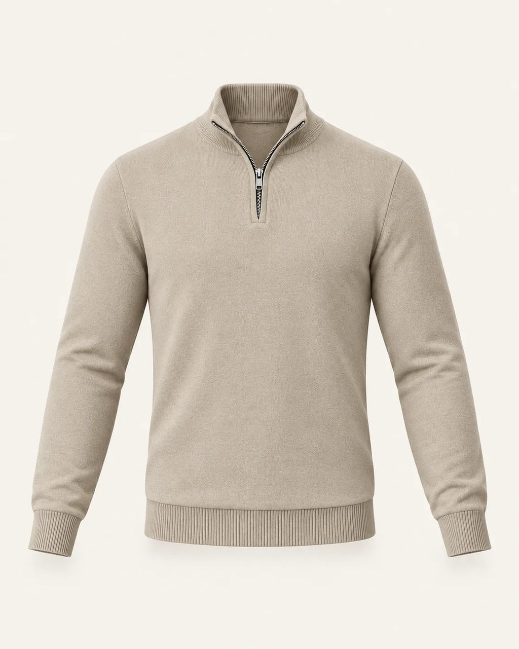 Beige | Jersey de media cremallera ligero