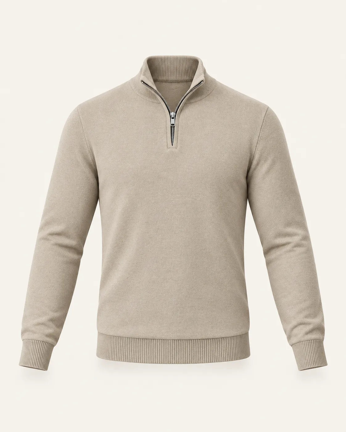 Beige | Jersey de media cremallera ligero