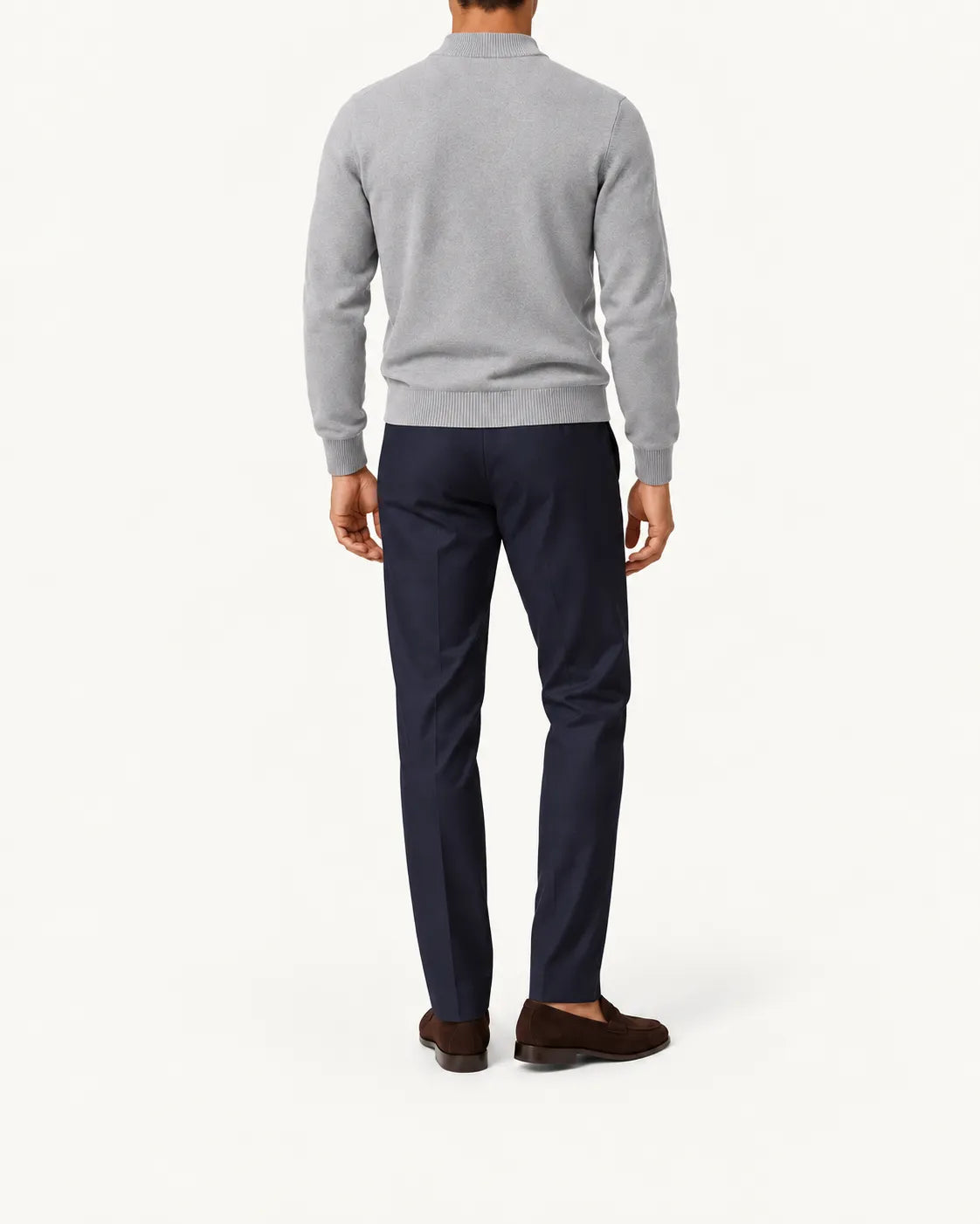 Gris claro | Jersey de media cremallera ligero – vista trasera